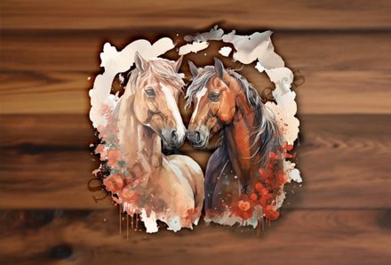 Horses in love, watercolour