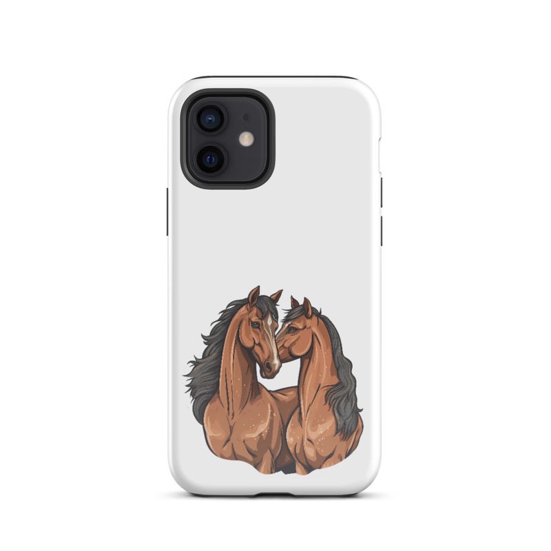 Tough Case for iPhone, Two brown horses snuggling, tdwcyd