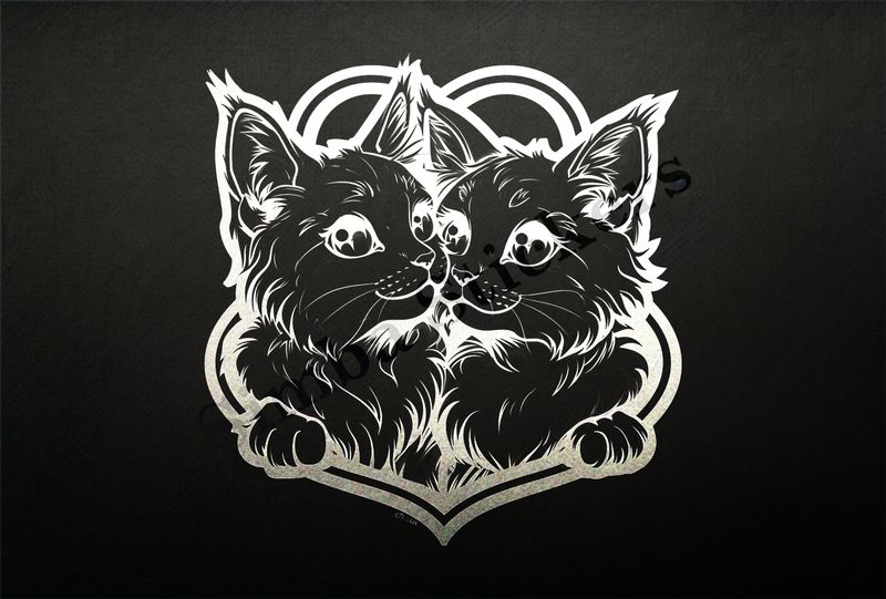 Cats in love, outline art