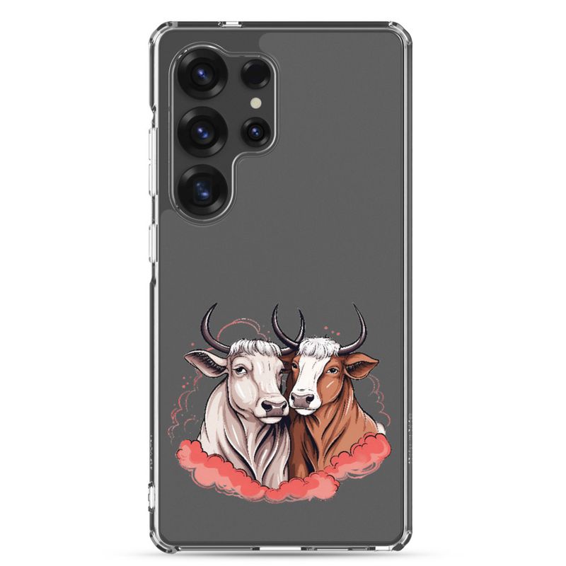 Clear Case for Samsung, Bull and cow, romantic, reddish clouds, qoucds
