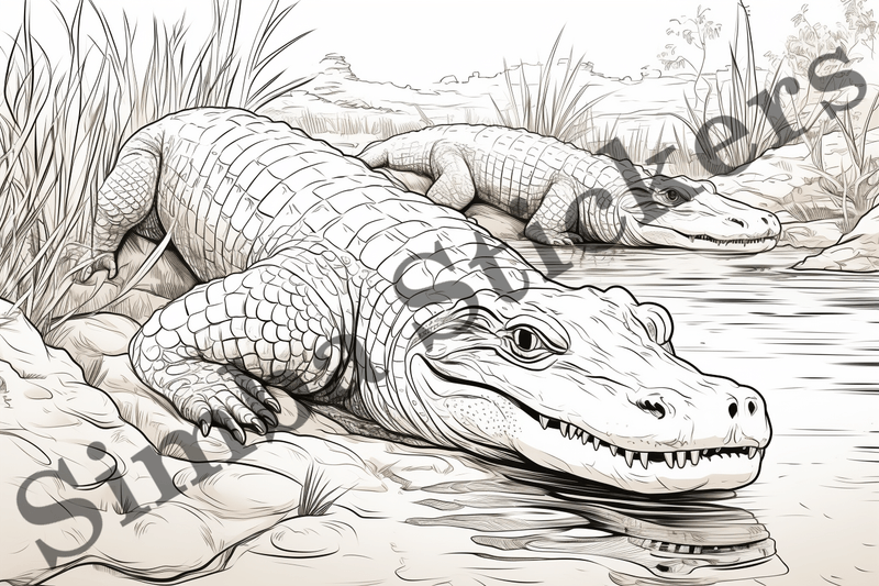 Colouring pages, Bundle of crocodiles, 10 images