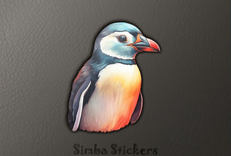 Penguin with side-blance, watercolour, 9hkto0