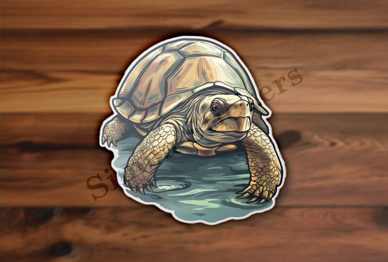 Tortoise in shallow pool of water