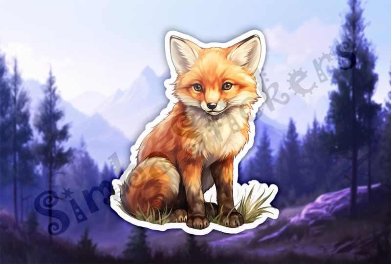 Baby red fox sitting up looking innocent