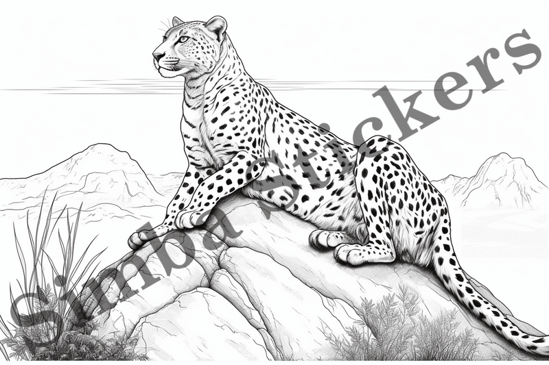 Colouring pages, Bundle of cheetahs, 10 images