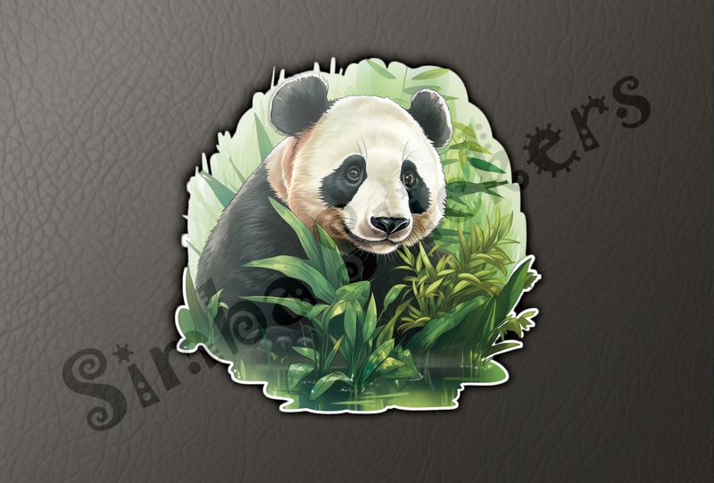 Panda amongst thick green leaves, pl6gni