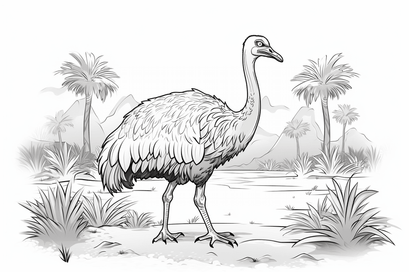 Colouring pages, Bundle of ostriches, 25 images