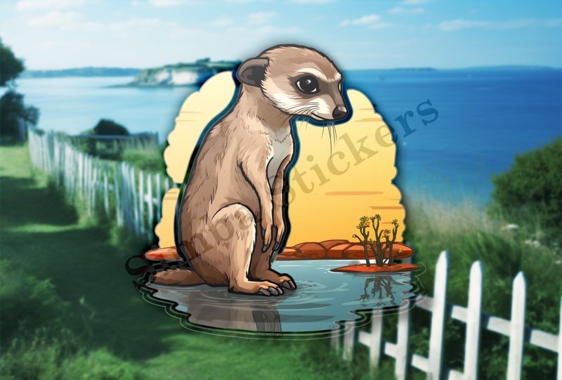 Meerkat sitting in a shallow pond