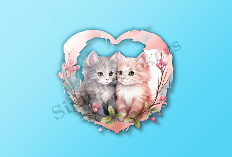 Cats in love, watercolour
