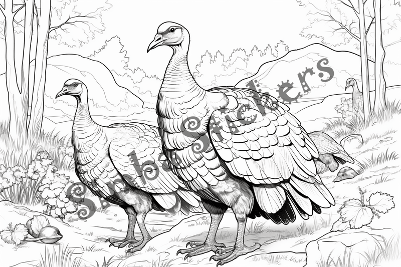 Colouring pages, bundle of turkeys in love, 25 images