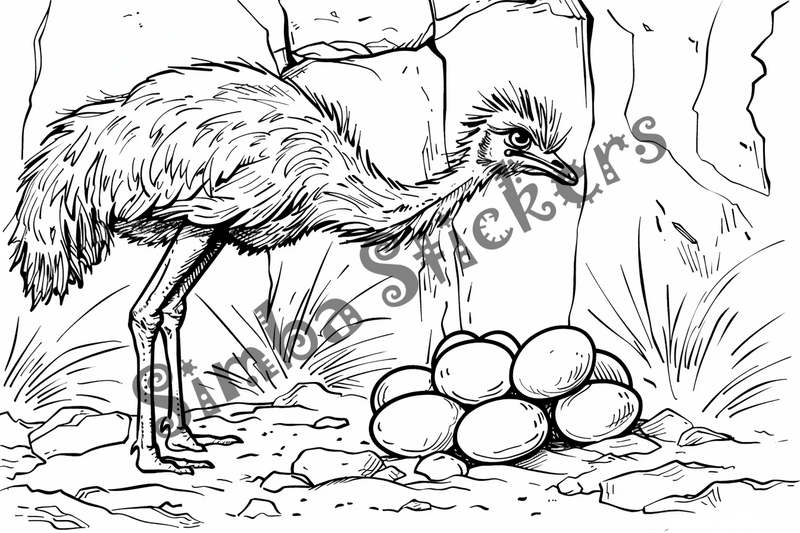 Colouring pages, bundle of ostriches, 25 images