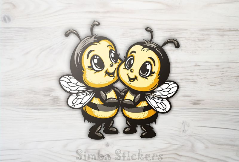 Bees in love cheek-to-cheek- arm-in-arm