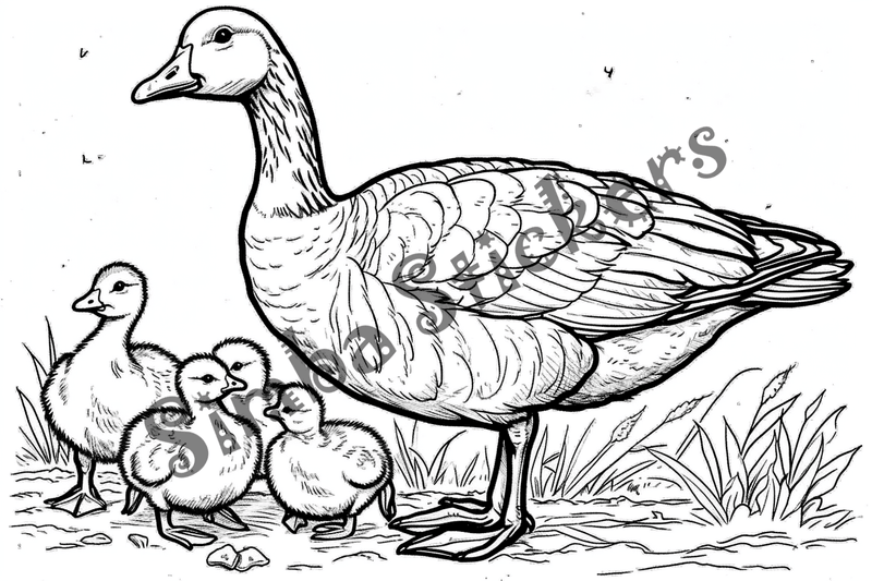 Colouring pages, bundle of geese, 25 images