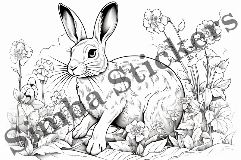 Colouring pages, Bundle of hares, 25 images