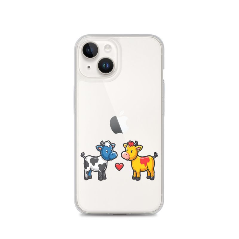Clear Case for iPhone, Cattle, bull and cow in love, both colourful, zbyzzs