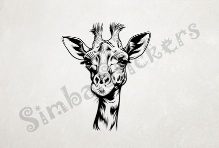 Giraffe looking cute, outline art