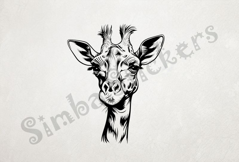 Giraffe looking cute, outline art