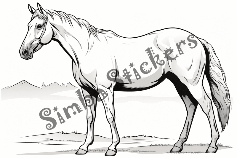 Colouring pages, bundle of horses standing, 10 images