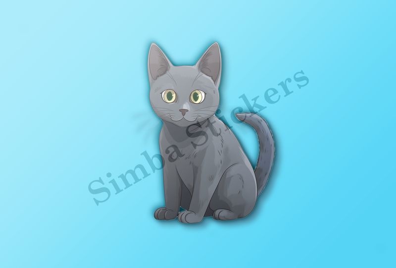 Russian blue cat sitting