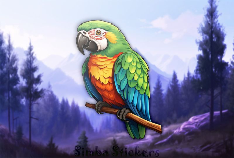 Greenish parrot with orangey chest and black beak, epiwsi
