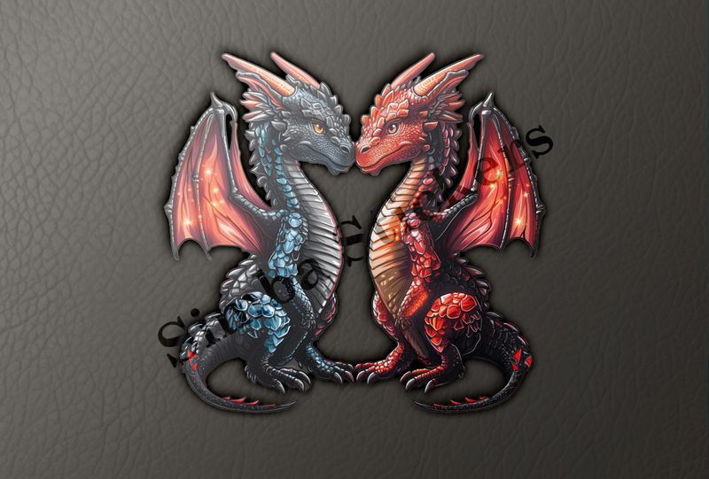 Red dragon, black dragon in love