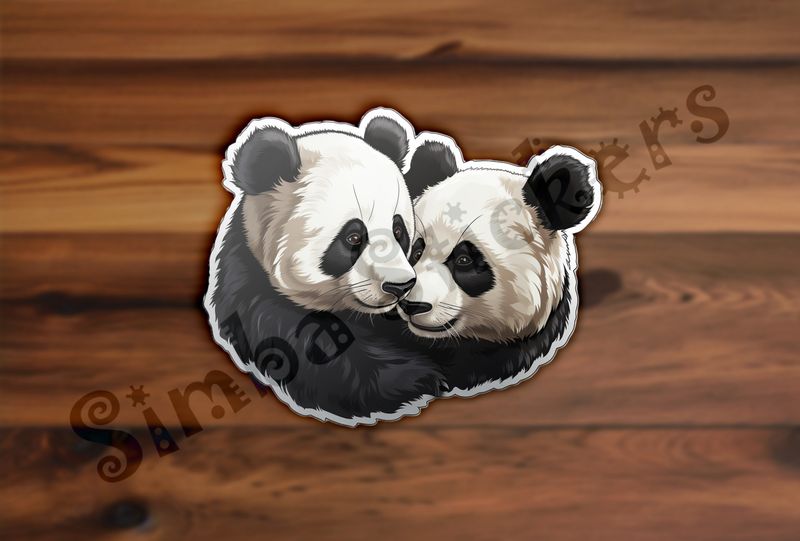 Panda bears nose-to-nose, qe4mga