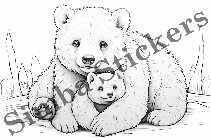 Colouring pages, Bundle of bears in love, 10 images