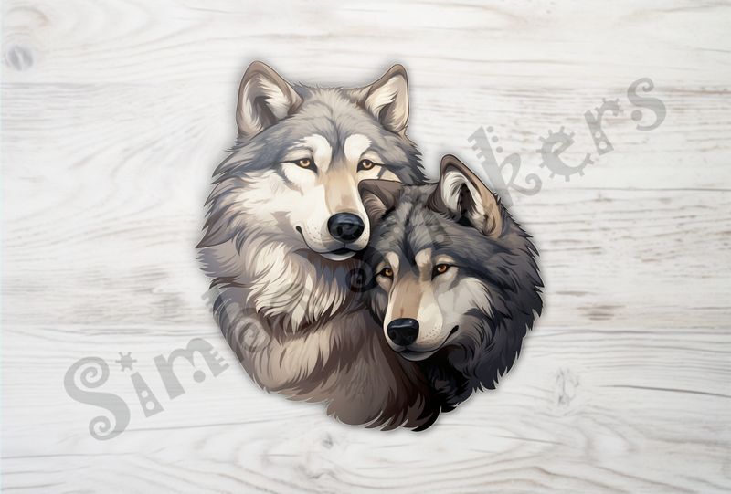 Wolves in love, cuddling