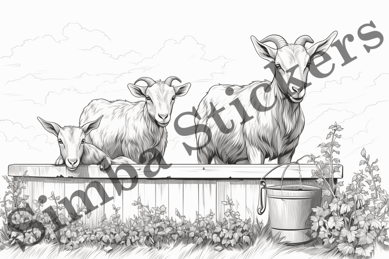 Colouring pages, Bundle of goats, 25 images