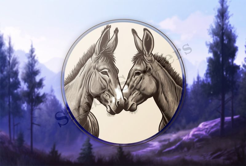 Donkeys in love, nose-to-nose