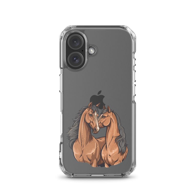 Clear Case for iPhone, Two brown horses snuggling, tdwcyd