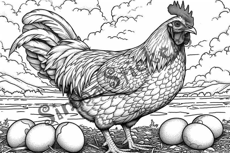 Colouring pages, bundle of chicken, 10 images