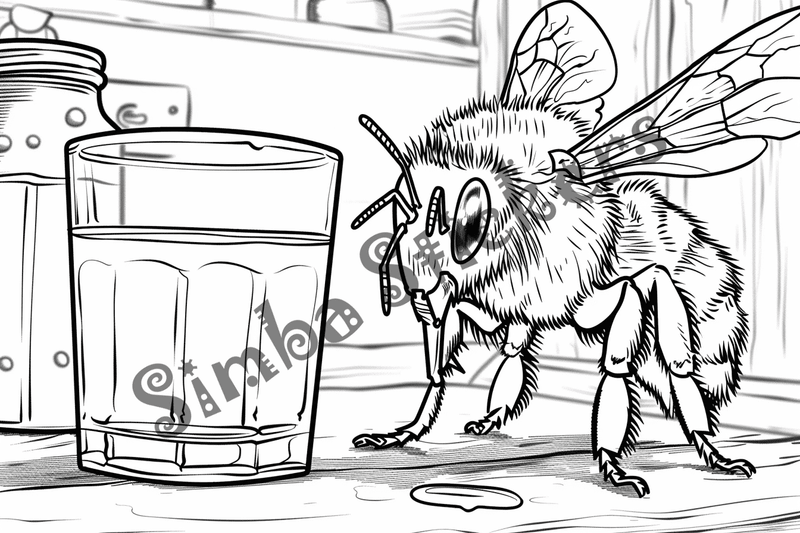 Colouring pages, bundle of bees with glasses, honeycombs or flowers, 25 images 2