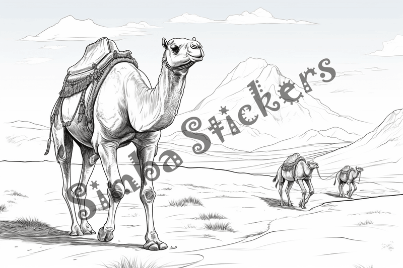 Colouring pages, bundle of camels, 25 images 2