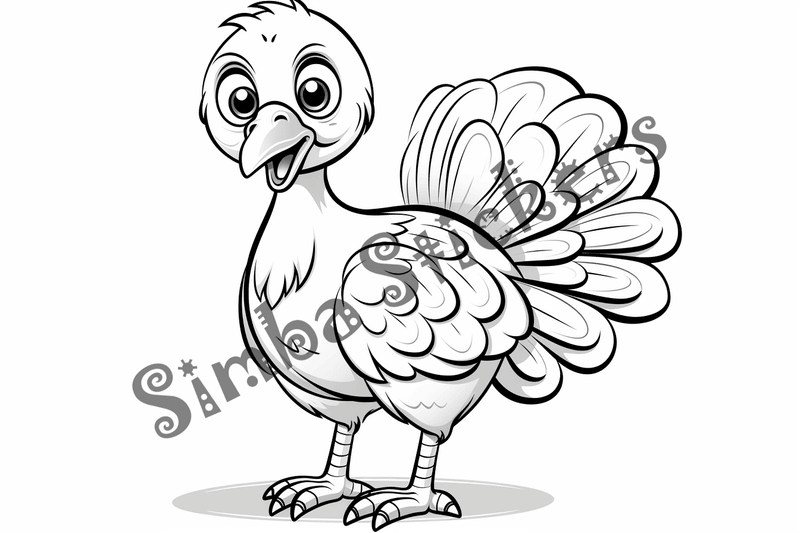 Colouring pages, bundle of individual turkeys, 25 images