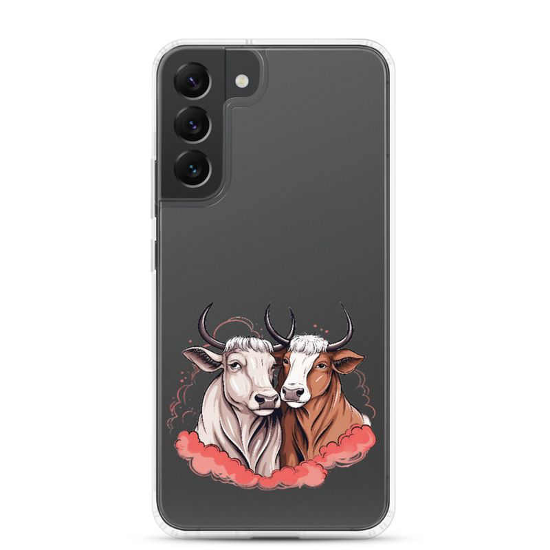 Clear Case for Samsung, Bull and cow, romantic, reddish clouds, qoucds