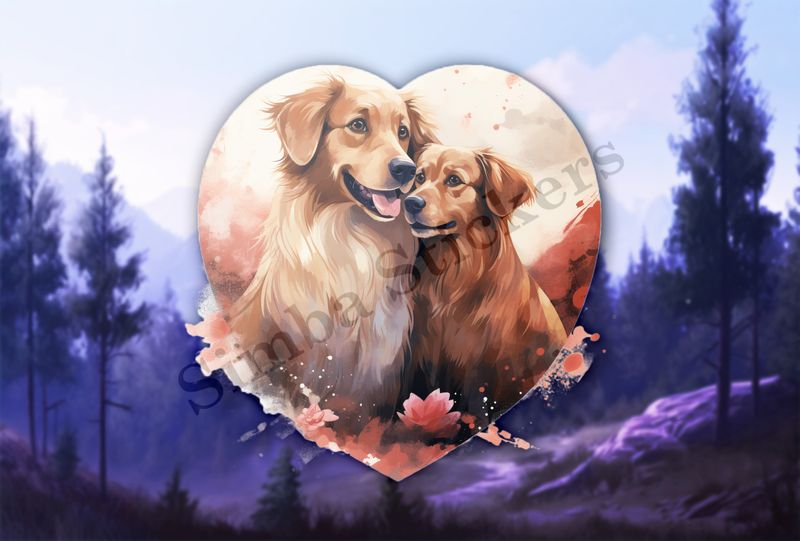 Dogs in love, watercolour