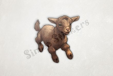 Brown goat kid jumping