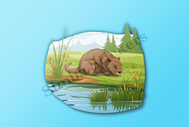 Beaver sniffing on gass