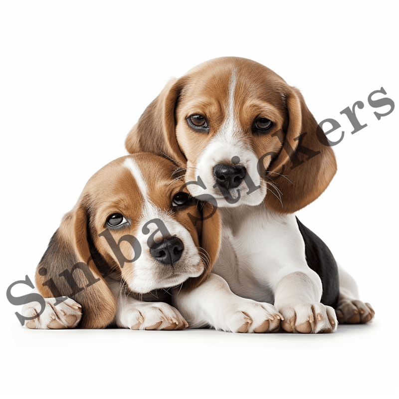 Beagle dogs cuddling, image set, 10 images