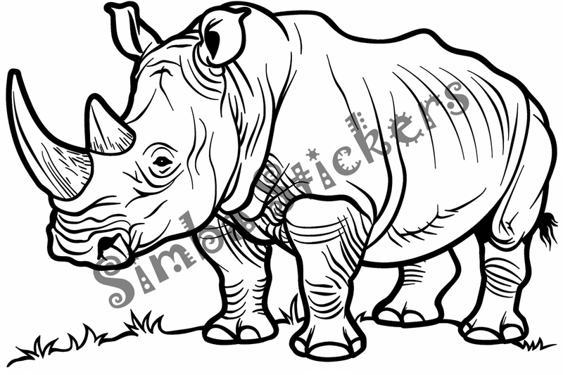 Colouring pages, bundle of singular rhinos, 10 images