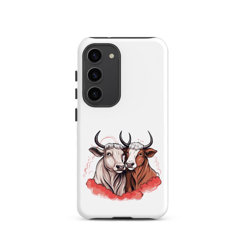 Tough Case for Samsung, Bull and cow, romantic, reddish clouds, qoucds