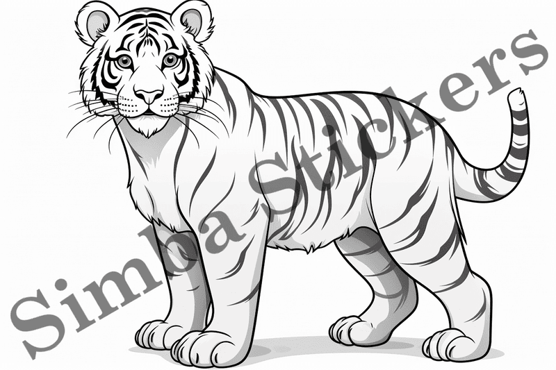 Colouring pages, bundle of tigers, 10 images