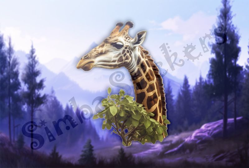 Giraffe behind tree leaves in the Savanna