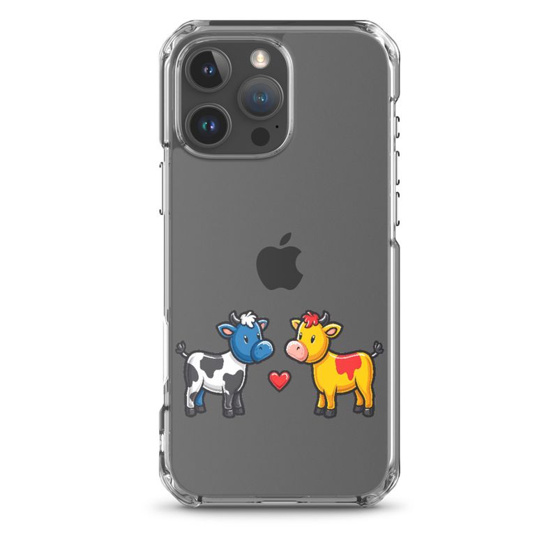 Clear Case for iPhone, Cattle, bull and cow in love, both colourful, zbyzzs