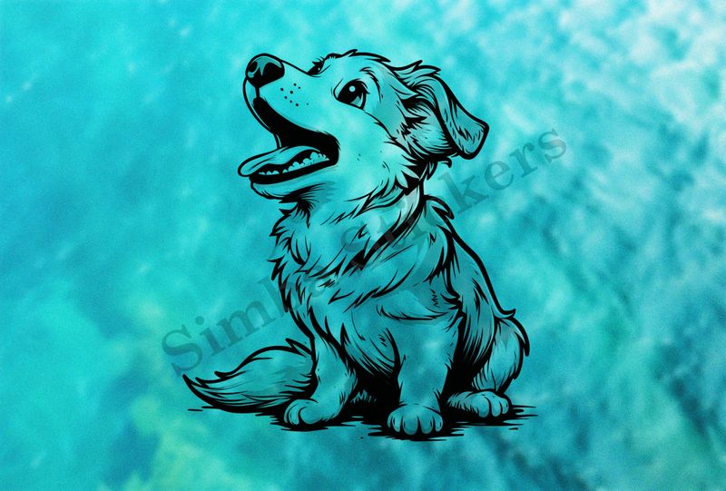 Dog barking, outline art, x2uyzp