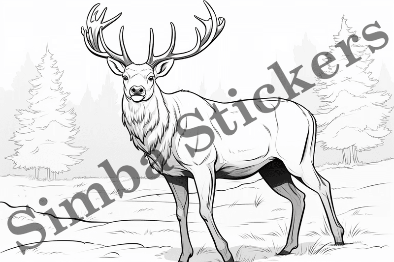 Colouring pages, bundle of deer, 10 images