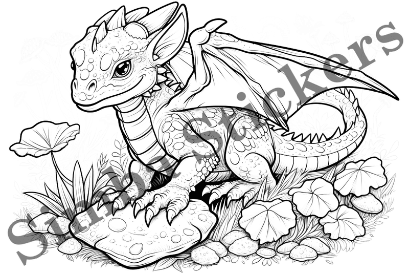 Colouring pages, bundle of dragons, 25 images