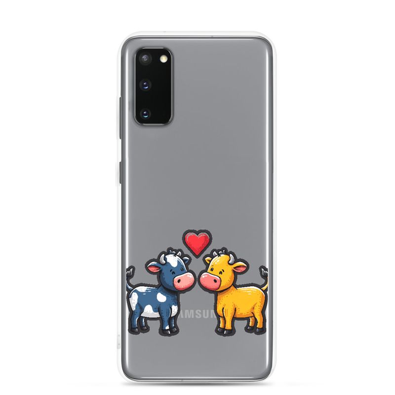 Clear Case for Samsung, Cattle, bull and cow in love, colourful , heart in picture, fvta2y