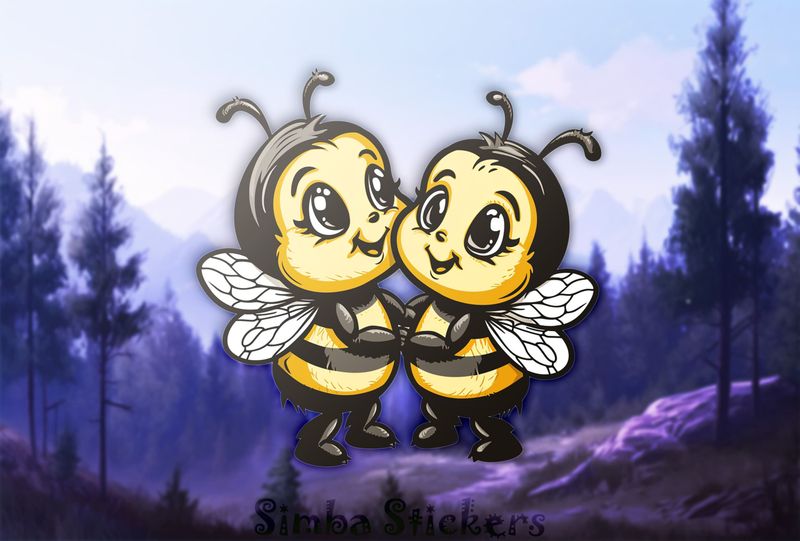 Bees in love cheek-to-cheek- arm-in-arm